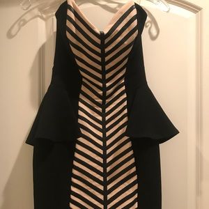 Lipsy London peplum strapless black&creme dress